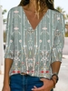 V Neck Casual Loose Floral T-Shirts