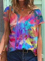 V Neck Casual Shift T-Shirts - Noracora