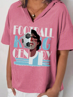 V Neck Casual Short Sleeve Cotton-Blend T-Shirts - Noracora