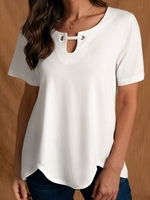 V Neck Casual Short Sleeve T-Shirts - Noracora