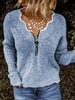 V Neck Casual Solid Sweaters - Noracora