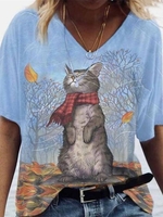 V Neck Casual T-Shirts - Noracora