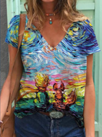 V Neck Casual T-Shirts - Noracora