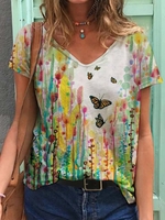 V Neck Casual T-Shirts - Noracora