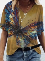 V Neck Casual T-Shirts - Noracora