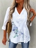 V Neck Floral Loosen Tunic Blouses