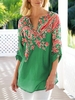 V Neck Floral Vintage Blouses