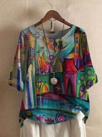 V Neck Half Sleeve Linen T-Shirts - Noracora