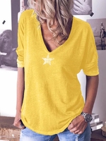 V Neck Long Sleeve Causal Tops - Noracora