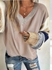 V Neck Long Sleeve Cotton-Blend Sweaters - Noracora