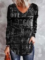 V Neck Loose Cotton-Blend Tunic T-shirts