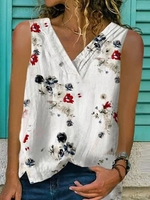 V Neck Patchwork Sleeveless Tanks & Camis - Noracora