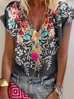 V Neck Printed Casual Cotton T-Shirts