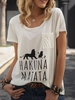 V Neck Printed Cotton Tops