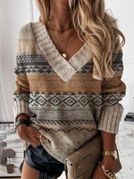 V Neck Shift Casual Sweaters - Noracora