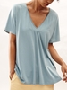 V Neck Shift Casual T-Shirts - Noracora
