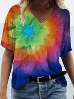 V Neck Shift Short Sleeve T-Shirts - Noracora