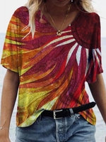 V Neck Shift Short Sleeve T-Shirts - Noracora