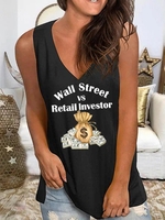 V Neck Shift Sleeveless Letter Tanks & Camis - Noracora