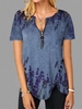 V Neck Short Sleeve Casual Floral T-Shirts - Noracora
