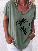 V Neck Short Sleeve Casual T-Shirts - Noracora