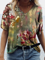 V Neck Short Sleeve Casual T-Shirts - Noracora