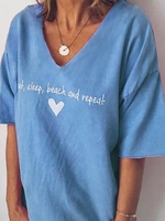 V Neck Short Sleeve Causal Tops