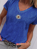 V Neck Short Sleeve Holiday T-Shirts - Noracora