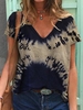 V Neck Short Sleeve Ombre/tie-Dye T-Shirts - Noracora