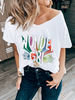 V Neck Short Sleeve Sweet T-Shirts - Noracora