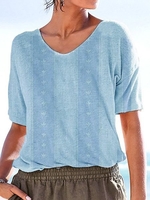 V Neck Short Sleeve T-Shirts - Noracora