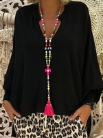 V Neck Solid Casual Causal Tops