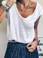 V Neck Solid Casual Short Sleeve T-Shirts