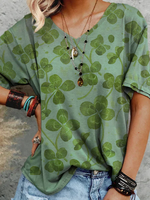 V Neck Statement Shift Short Sleeve T-Shirts - Noracora