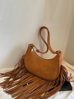 West Style Plain All Season Tassel Vacation Classic Backpack Suede Shoulder Bags for Women