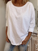 White Casual Cotton-Blend Causal Tops - Noracora