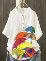 White Casual Cotton-Blend T-Shirts - Noracora