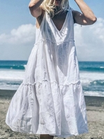 White Casual Cotton Causal Dresses