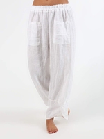 White Casual Cotton Linen & Cotton Bottoms