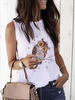 White Casual Printed Tanks & Camis - Noracora