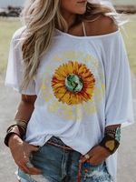 White Casual Round Neck Cotton-Blend Causal Tops - Noracora