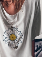 White Casual Short Sleeve T-Shirts - Noracora