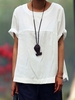 White Casual Short Sleeve T-Shirts - Noracora