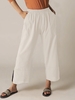 White Casual Solid Cotton Linen & Cotton Bottoms