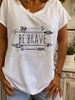 White Casual V Neck T-Shirts - Noracora