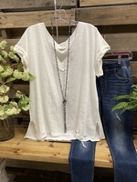 White Casual V Neck T-Shirts - Noracora