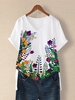 White Cotton-Blend Floral Vintage T-Shirts - Noracora