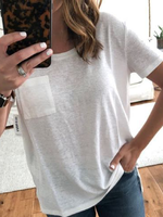 White Cotton-Blend Short Sleeve Casual T-Shirts - Noracora