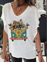 White Cotton Boho T-Shirts - Noracora