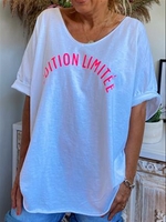 White Cotton Short Sleeve Shift T-Shirts - Noracora